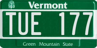 VT license plate TUE177
