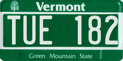 VT license plate TUE182