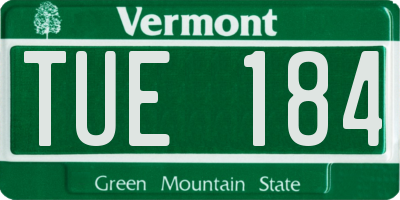 VT license plate TUE184