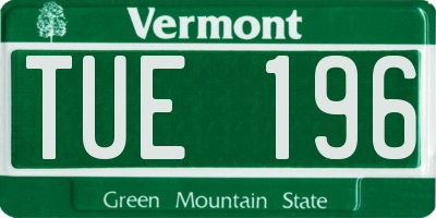 VT license plate TUE196