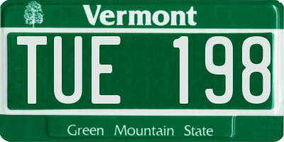 VT license plate TUE198