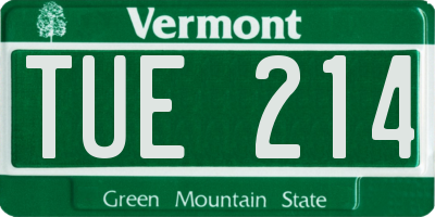 VT license plate TUE214