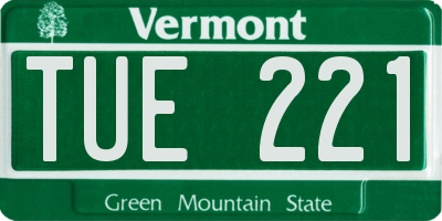 VT license plate TUE221