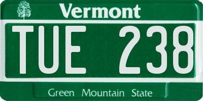 VT license plate TUE238