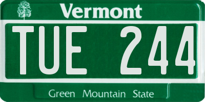VT license plate TUE244