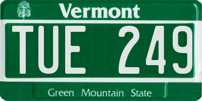 VT license plate TUE249