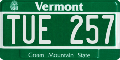 VT license plate TUE257
