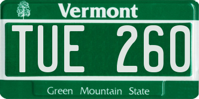 VT license plate TUE260