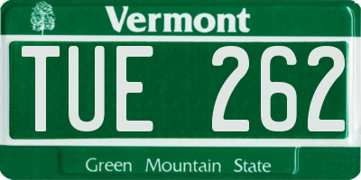 VT license plate TUE262