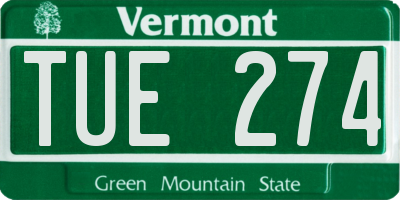 VT license plate TUE274