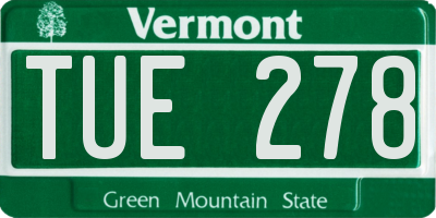 VT license plate TUE278