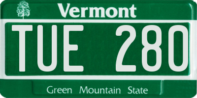 VT license plate TUE280