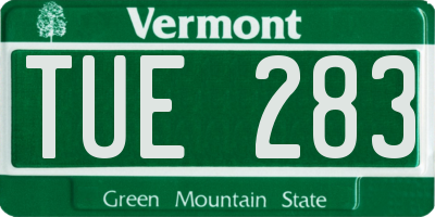 VT license plate TUE283