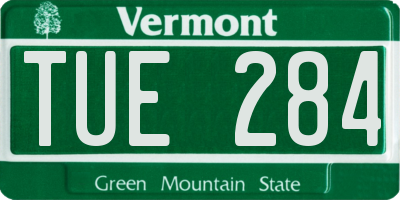 VT license plate TUE284