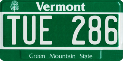 VT license plate TUE286