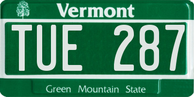 VT license plate TUE287