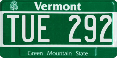 VT license plate TUE292