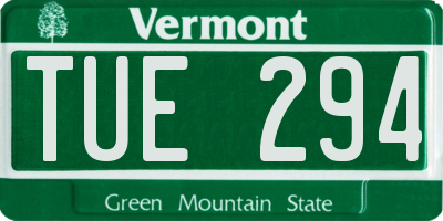 VT license plate TUE294