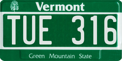 VT license plate TUE316