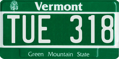 VT license plate TUE318