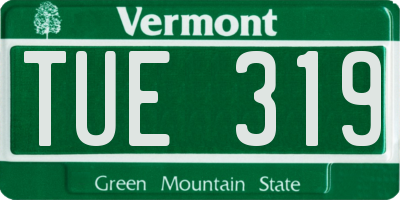 VT license plate TUE319