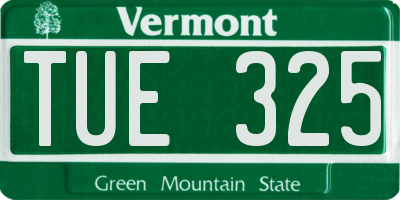 VT license plate TUE325