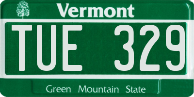 VT license plate TUE329