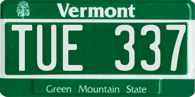VT license plate TUE337