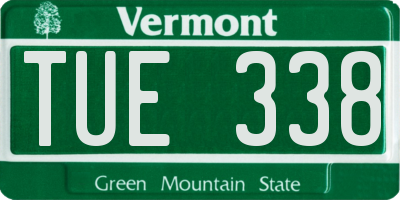 VT license plate TUE338