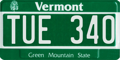 VT license plate TUE340