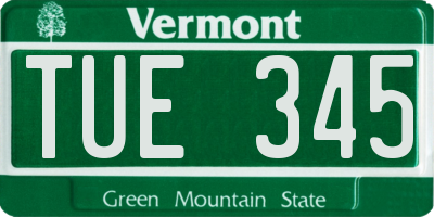 VT license plate TUE345
