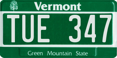 VT license plate TUE347