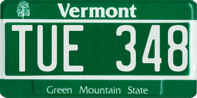 VT license plate TUE348