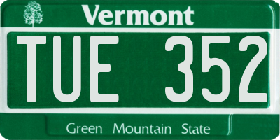 VT license plate TUE352