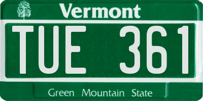 VT license plate TUE361