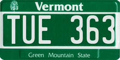 VT license plate TUE363
