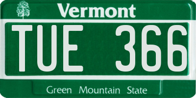 VT license plate TUE366