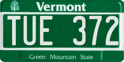 VT license plate TUE372