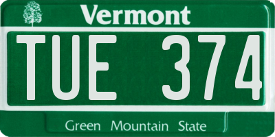 VT license plate TUE374