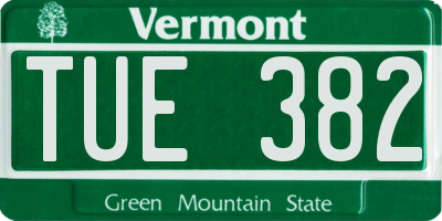 VT license plate TUE382