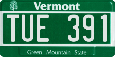 VT license plate TUE391