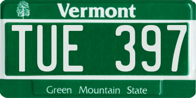 VT license plate TUE397