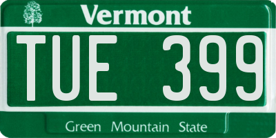 VT license plate TUE399