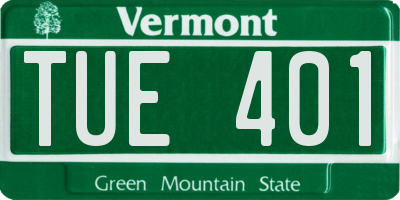 VT license plate TUE401