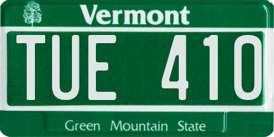 VT license plate TUE410