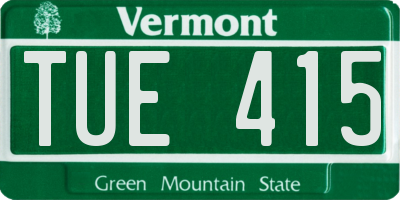 VT license plate TUE415