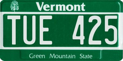 VT license plate TUE425