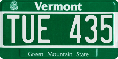 VT license plate TUE435