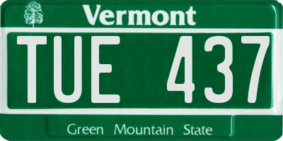 VT license plate TUE437