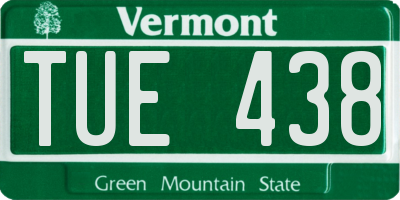 VT license plate TUE438